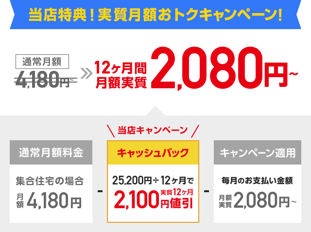 当店キャンペーン!月額値引キャンペーン